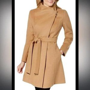 Asymmetrical Michael Kors Wool-Blend Belted Walker Coat - Camel - XS - Like New